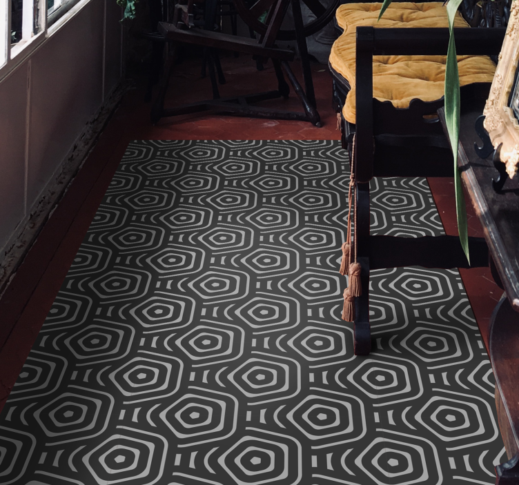 Altıgen gri tonları geometrik halılar - TenStickers