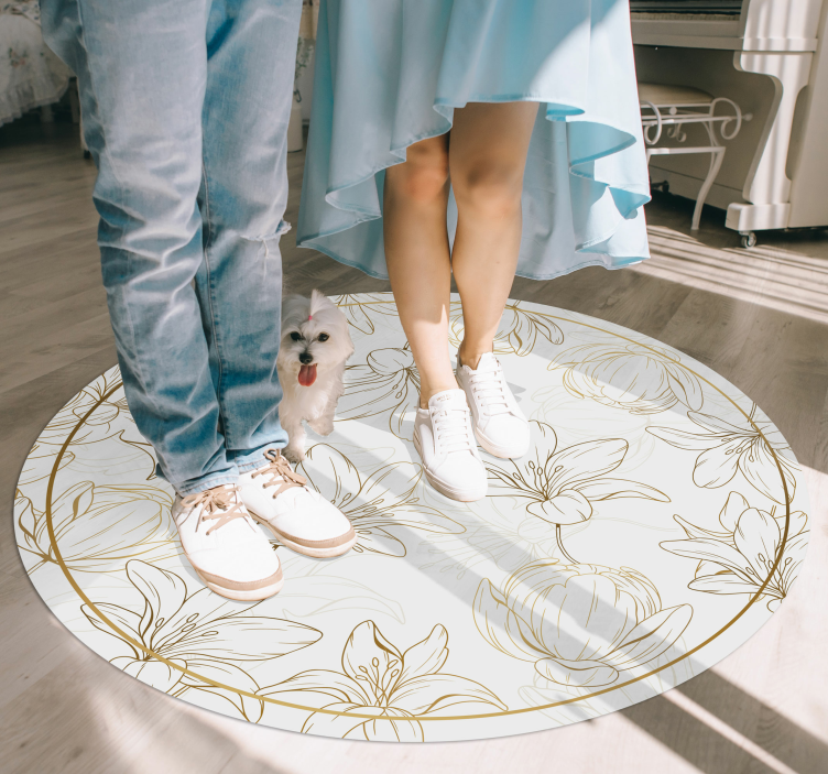 Altın çiçekler çiçek halı - TenStickers