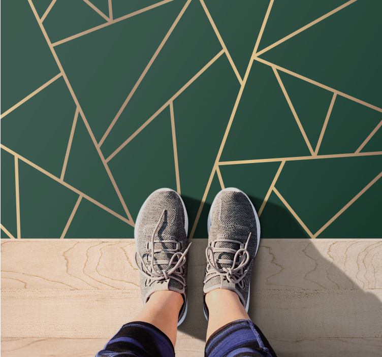 Altın çizgiler şişe yeşil arka plan modern halı - TenStickers