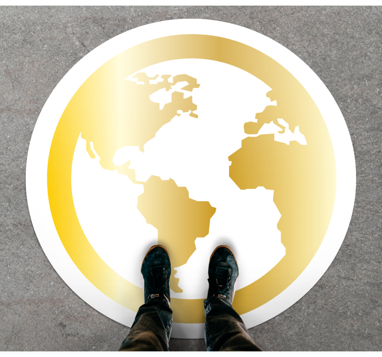 Altın dünya haritası dairesel halı - TenStickers