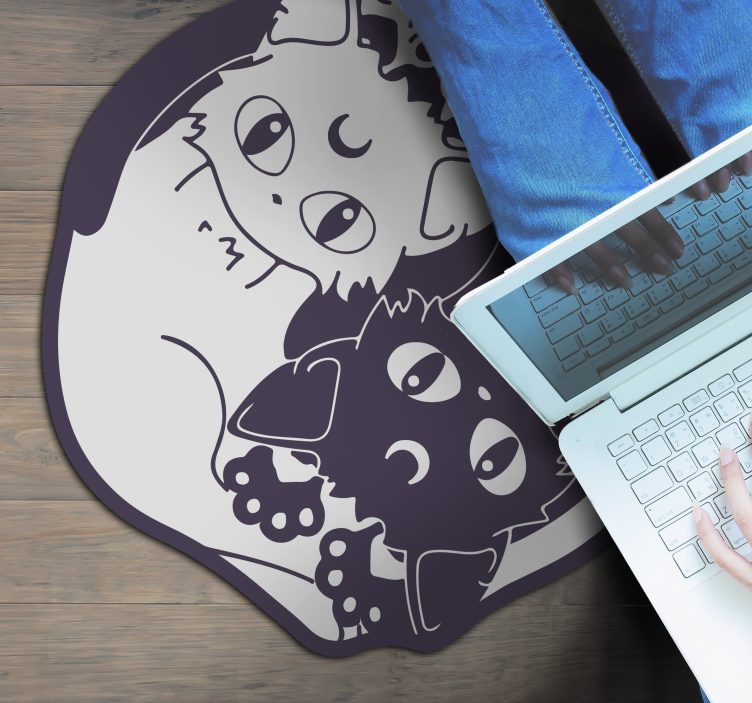 Anime kedi yin yang vinil kilim - TenStickers