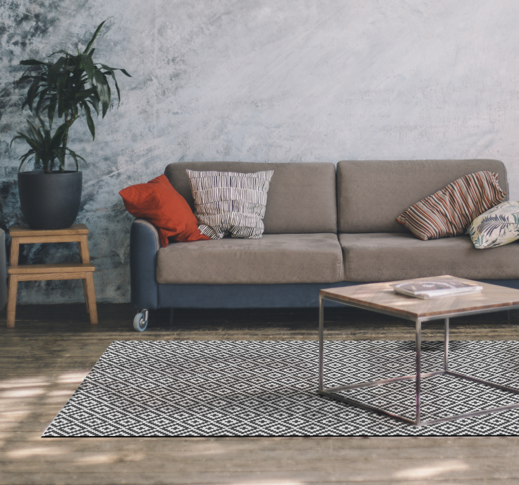 Aşiret kare geometrik etnik vinil halı - TenStickers