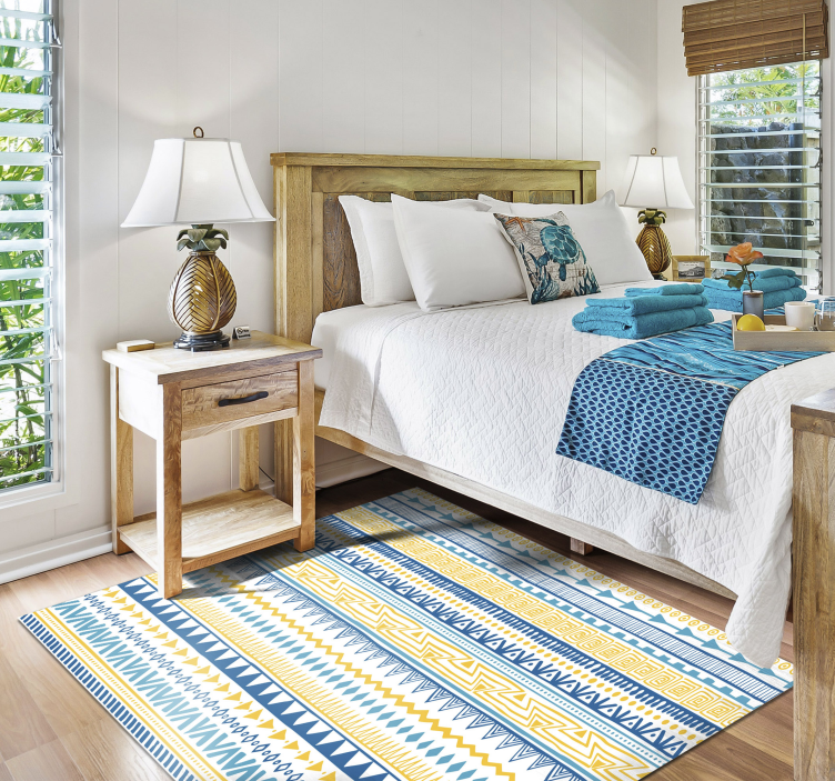 Aşiret mavi desen etnik halı - TenStickers