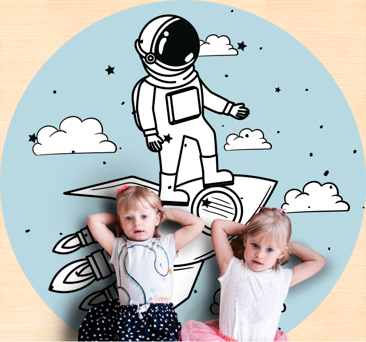 Astronot roket macerası çocukta pvc halı - TenStickers