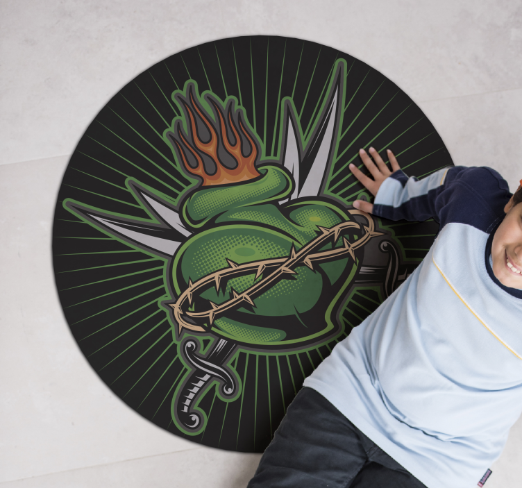 Ateşli kılıç kalbi oyunlar pvc halı - TenStickers