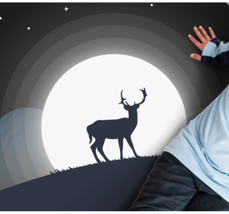 Ay altında geyik yuvarlak pvc halı - TenStickers