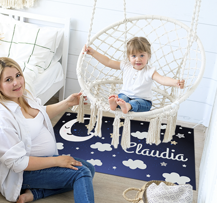 Muhteşem ay ve yıldızlar bebekler vinil halı - TenStickers