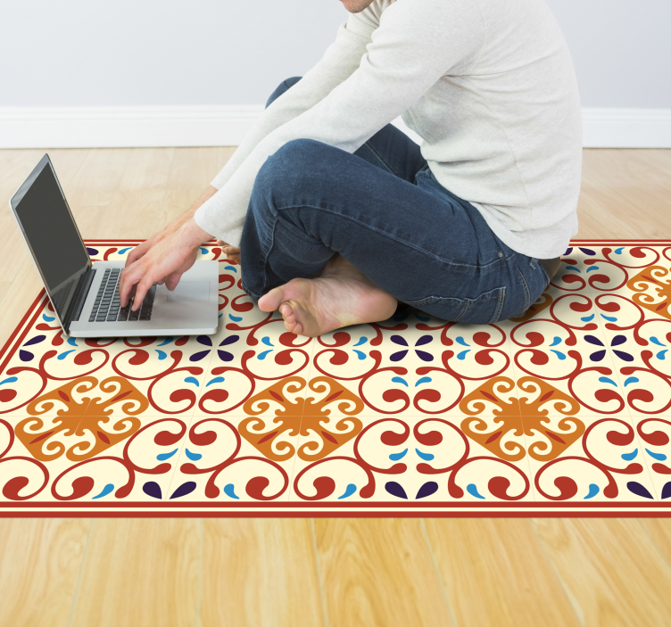 Ayrıntılı botanik motif mozaic pvc halı - TenStickers