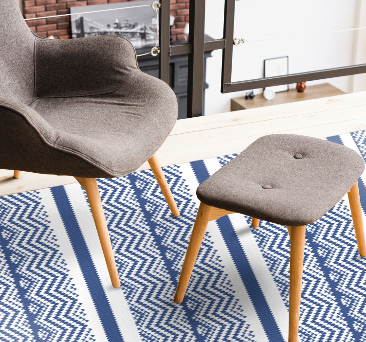 Basit mavi çizgili halı - TenStickers