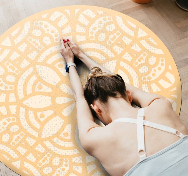 Bej daire vinil halı nordic halı - TenStickers