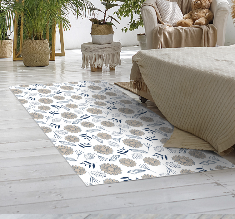 Harika bej papatya vinil yatak odası halı - TenStickers