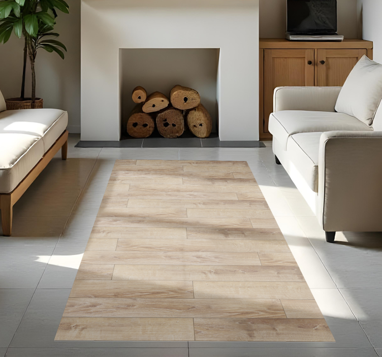 Bej parke döşeme ahşap etkisi pvc halı - TenStickers