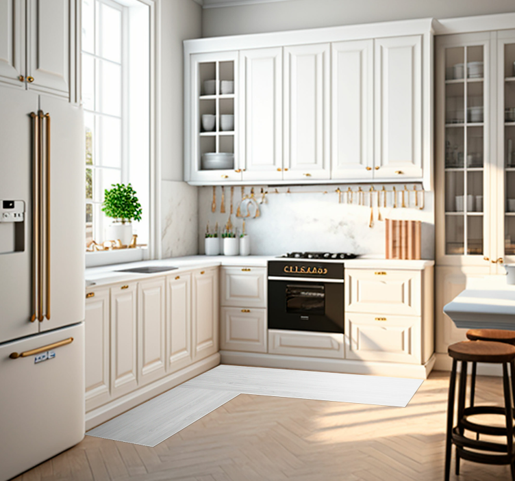 Beyaz ahşap mutfak vinil halı - TenStickers