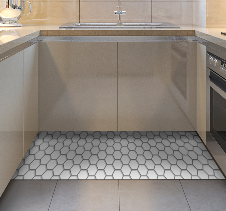 Beyaz altıgen fayans mutfak yer karoları - TenStickers