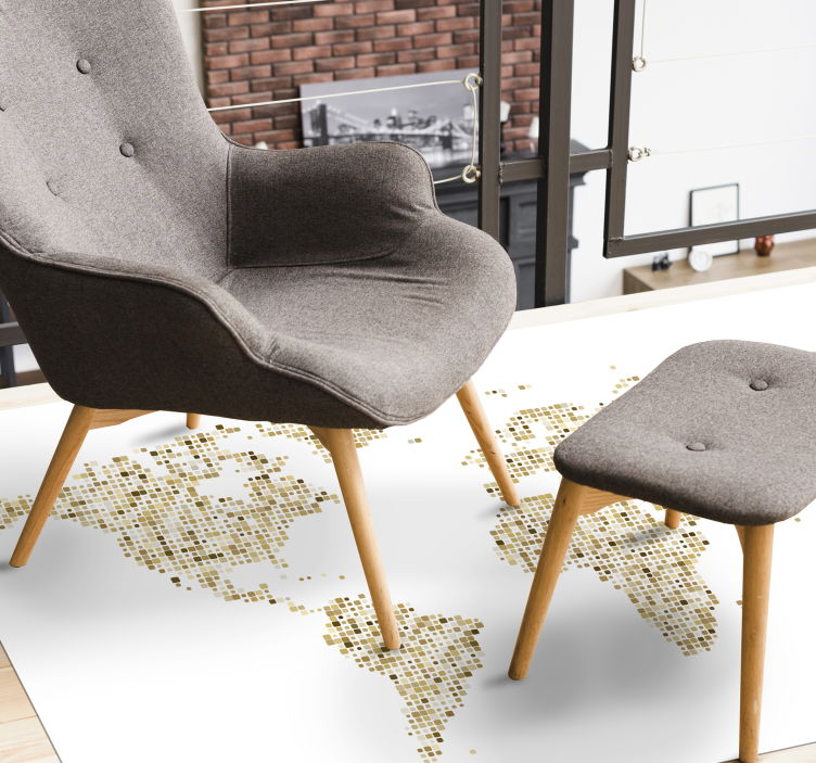 Beyaz arka plan harita halı ile altın kıtalar - TenStickers