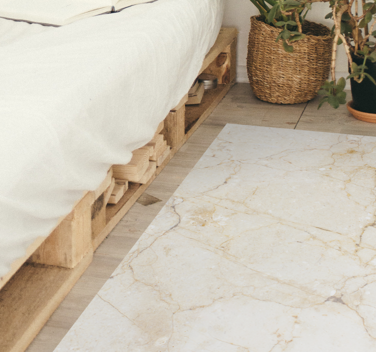 Beyaz klasik mermer efektli taş vinil halı - TenStickers