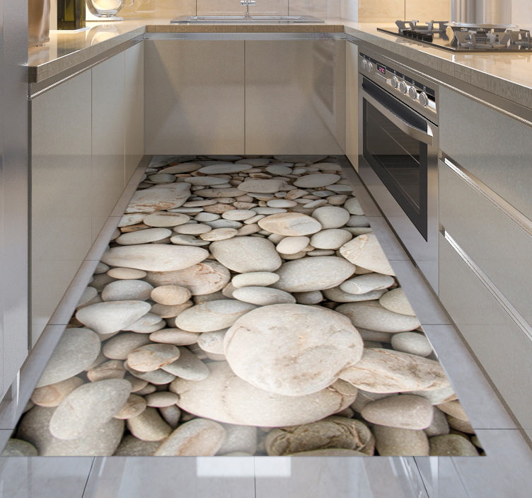 Beyaz küçük taş mutfak vinil halı - TenStickers