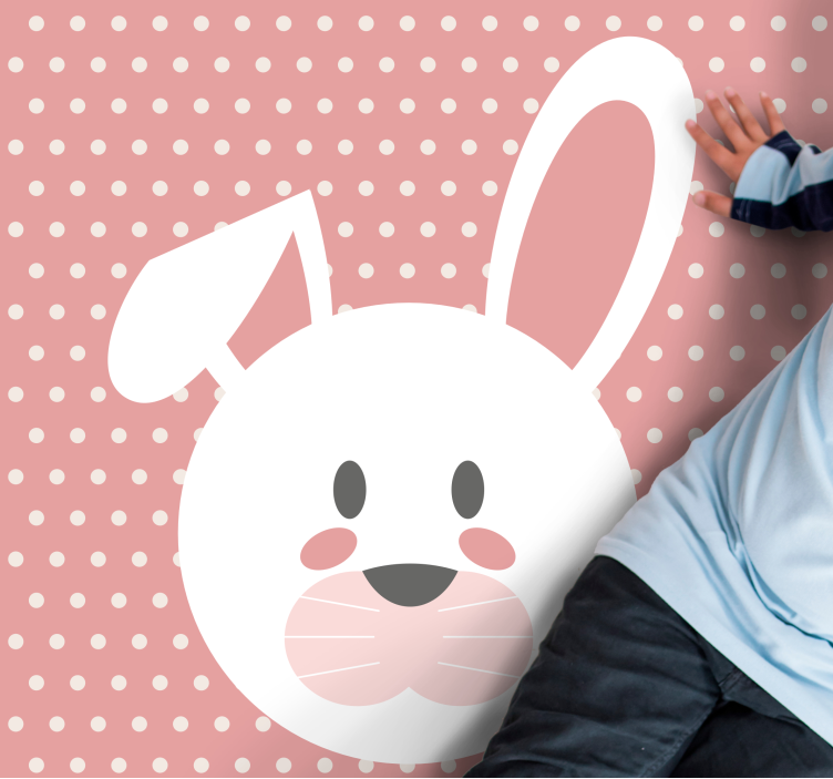 Beyaz tavşan pembe bir arka plan bebek oyun matı - TenStickers
