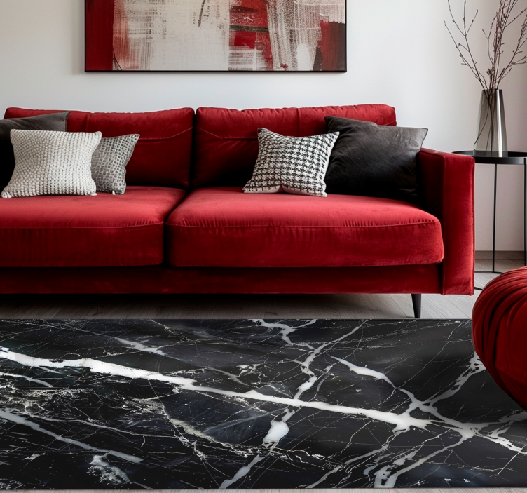 Beyaz tonlar mermer siyah pvc halı - TenStickers