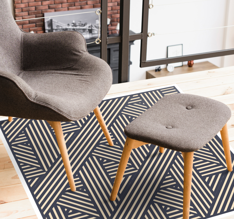 Beyaz ve bej mavi çizgili vinil halı - TenStickers