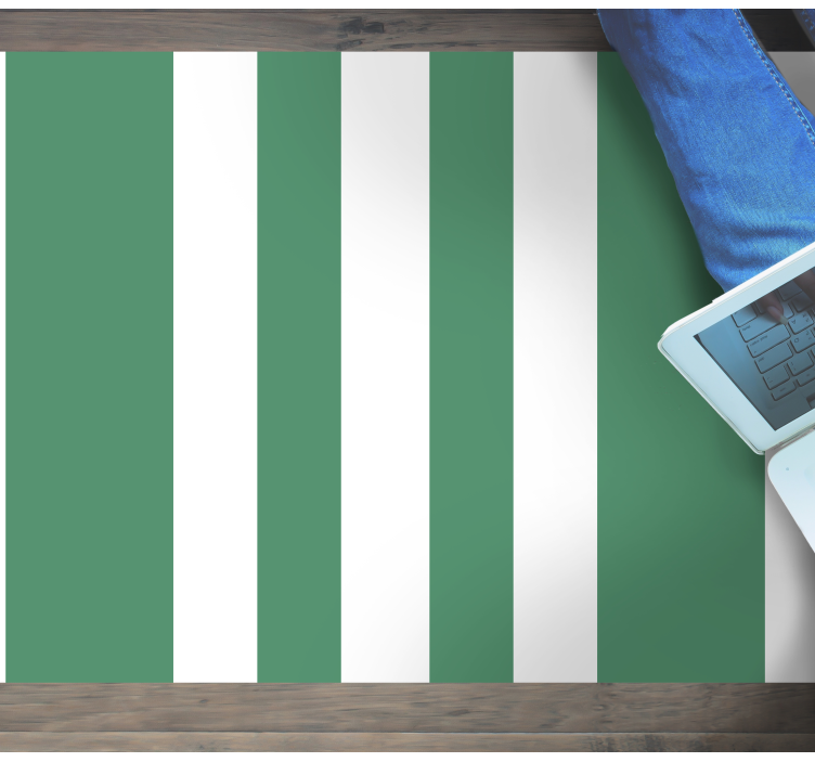 Beyaz ve fıstık yeşili çizgili vinil halı - TenStickers