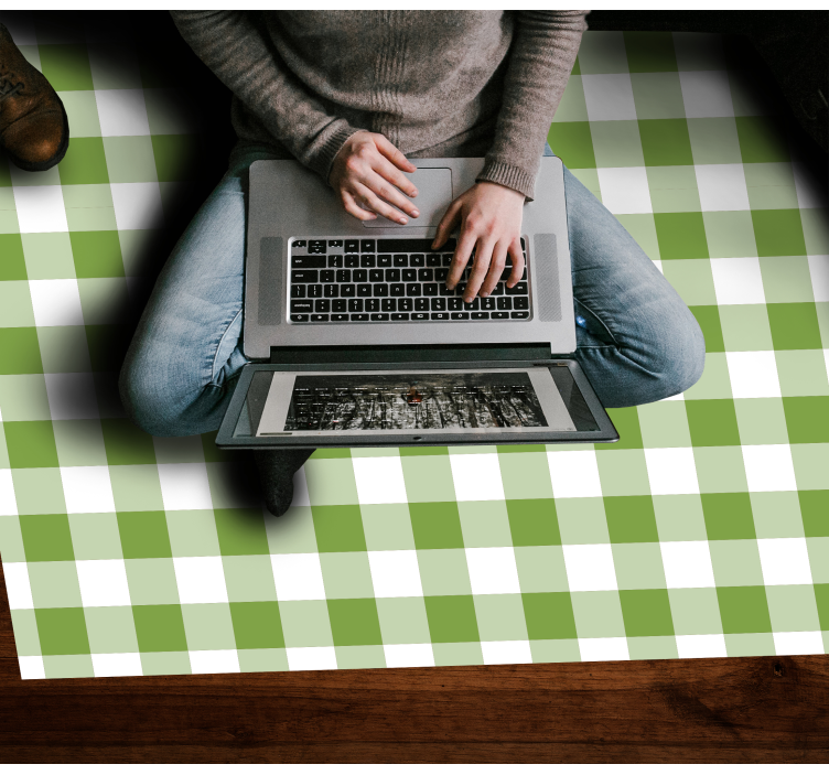 Beyaz ve yeşil desenli kare vinil halı - TenStickers