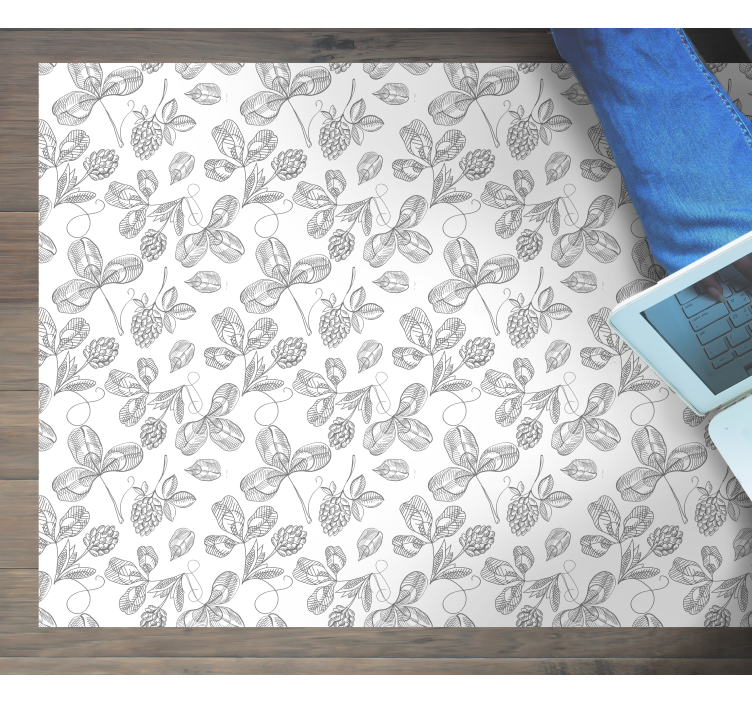 Botanik çizimi çiçekler ve bitkiler pvc halı - TenStickers