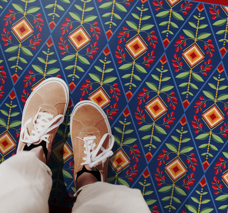 Geometrik pvc halı - botanik geometrik motif - TenStickers