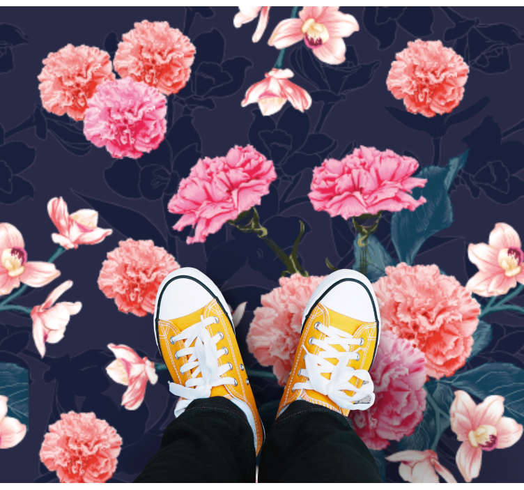 Botanik rüya motifi çiçekler ve bitkiler pvc halı - TenStickers