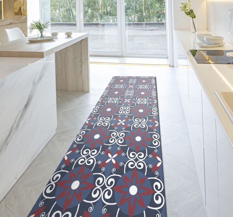 Botanik spiral element fayans efekti pvc halı - TenStickers