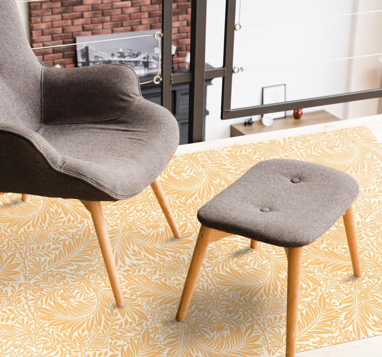 Botanik yapraklı desen çiçekler ve bitkiler pvc halı - TenStickers