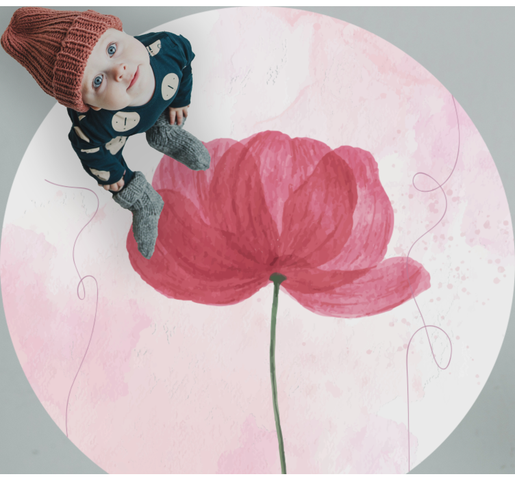 Boyalı çiçek yuvarlak halı - TenStickers