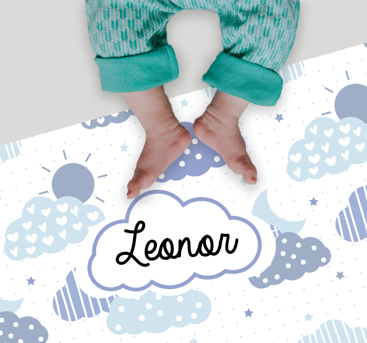 Bulut deseni isimlerle pvc halı - TenStickers