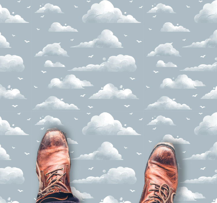 Bulutlu gökyüzü deseni bebek pvc halı - TenStickers