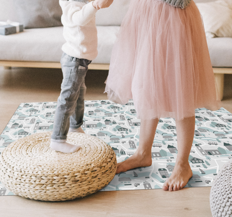 Büyüleyici köy manzarası yollar pvc halı - TenStickers