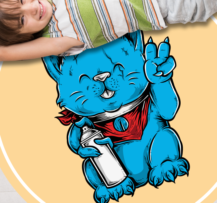 Küpe modern halı ile karikatür kedi - TenStickers