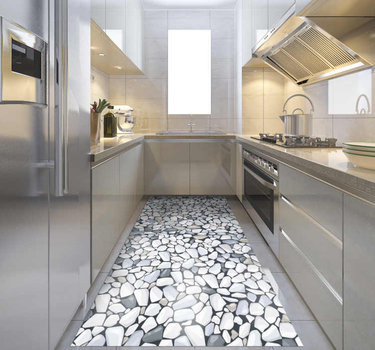 çakıl taşı düzenlemesi mutfak pvc halı - TenStickers