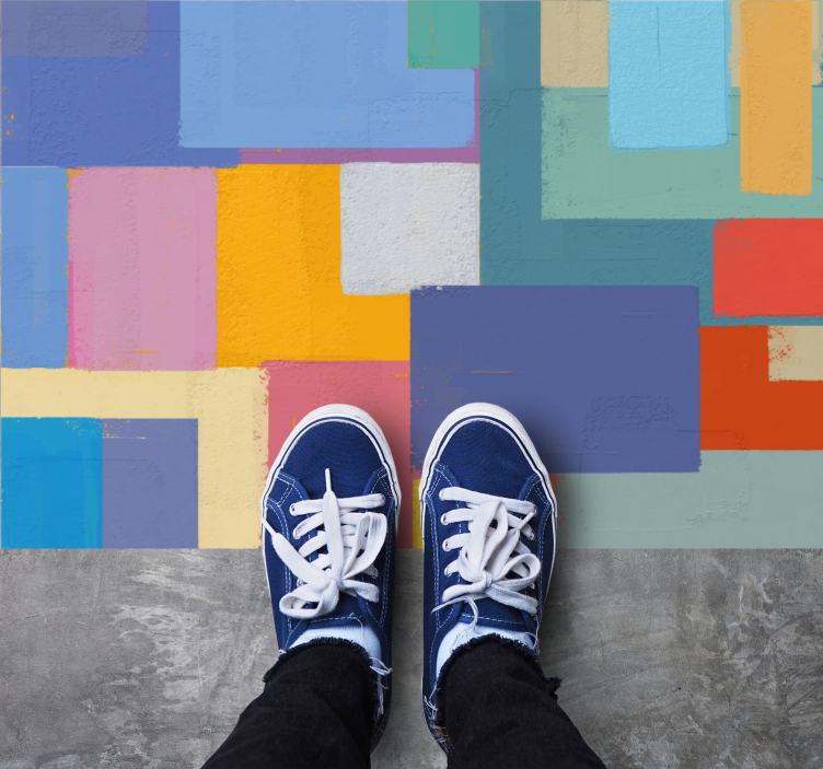 Canlı blok düzenlemesi geometrik pvc halı - TenStickers