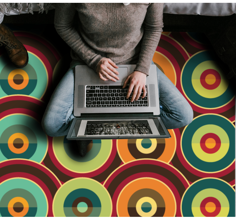 Canlı dairesel motif geometrik pvc halı - TenStickers