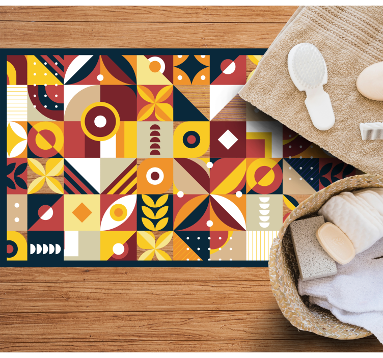 Canlı kompozisyonlar fayans efekti pvc halı - TenStickers