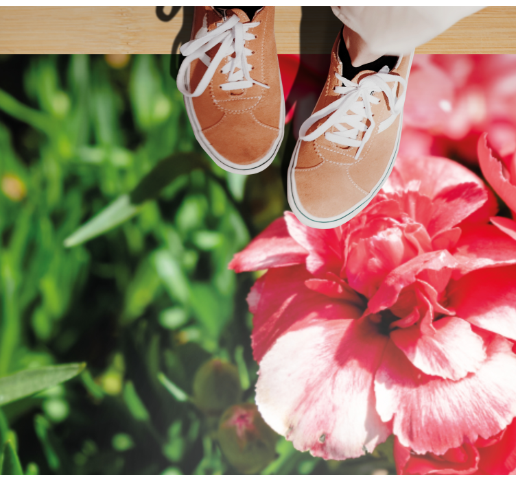 Çiçekler ve bitkiler pvc halı pembe çiçekler ve çimen - TenStickers