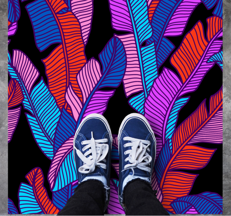 Canlı yaprak desenleri çiçekler ve bitkiler pvc halı - TenStickers