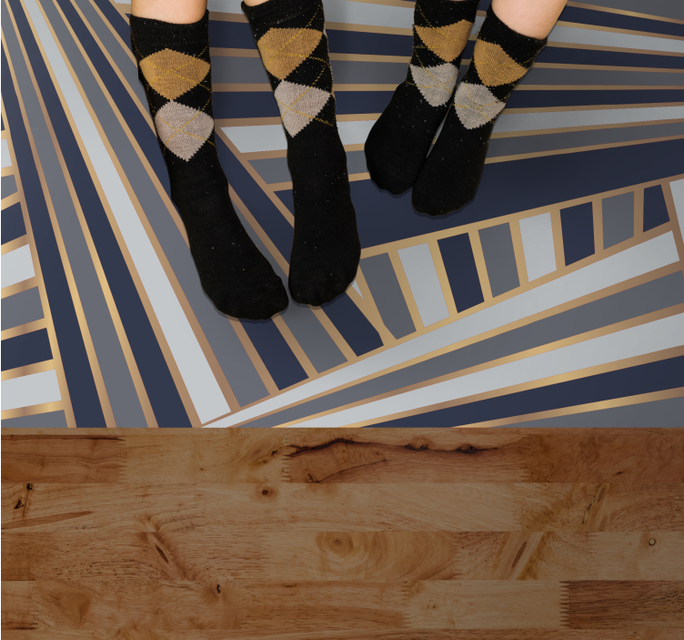 çarpıcı gri motif çizgili pvc halı - TenStickers