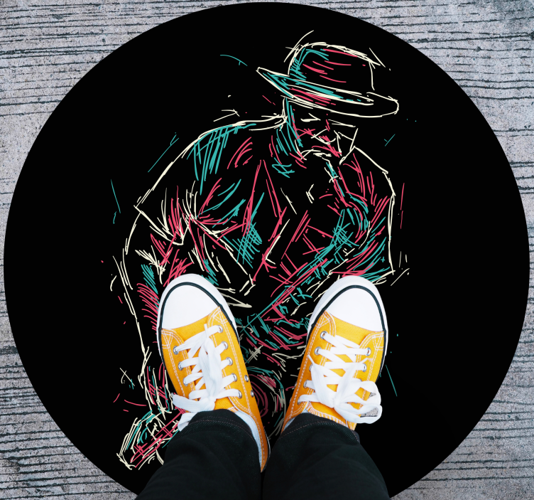 Caz müzisyeni performansı yuvarlak pvc halı - TenStickers