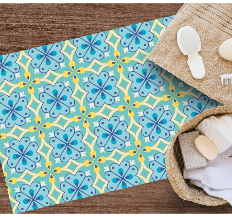 çiçek açan elementler fayans efekti pvc halı - TenStickers