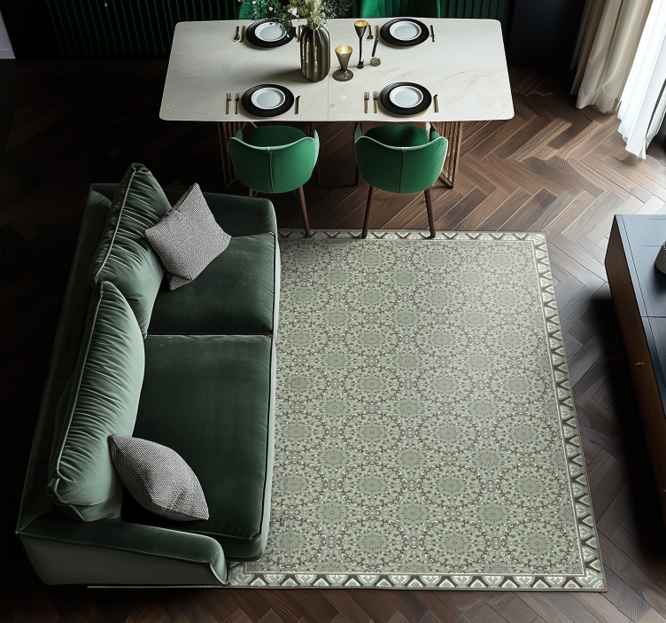 çiçek çini deseni yemek odasi pvc halı - TenStickers