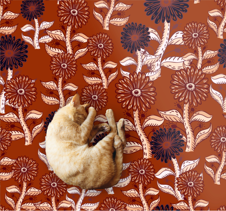 çiçek desen uyumu çiçekler ve bitkiler pvc halı - TenStickers