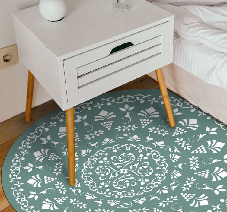 çiçek desenli motif mandala pvc halı - TenStickers