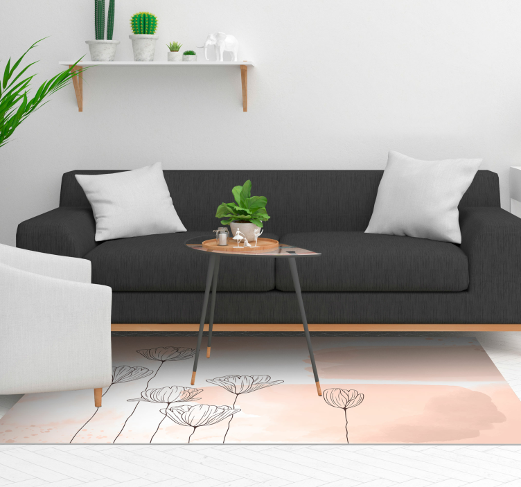 çiçekler hattı vinil çiçek halı - TenStickers