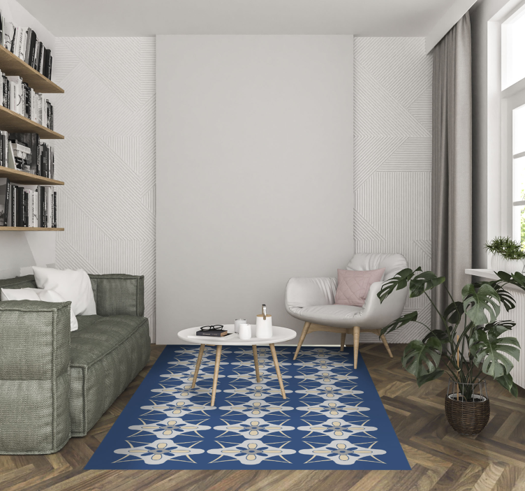 çiçek kiremit kompozisyonu fayans efekti pvc halı - TenStickers